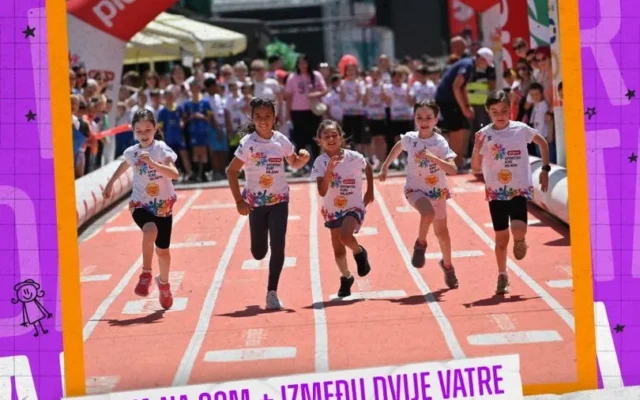 Plakat Dana sporta u Vogošći, 10. juni: utrka na 60 metara i igra Između dvije vatre.